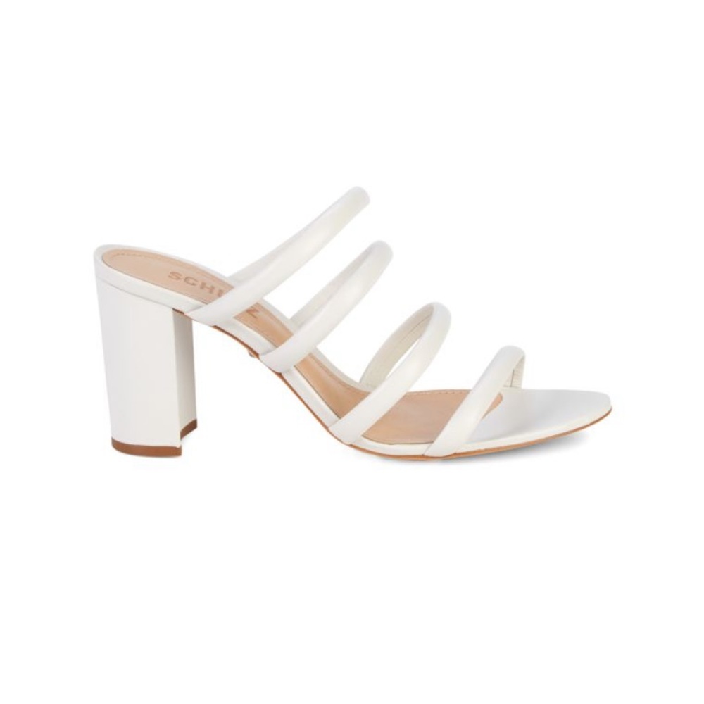 Schutz Felisa Strappy Leather Block-Heel Sandals - Pearl